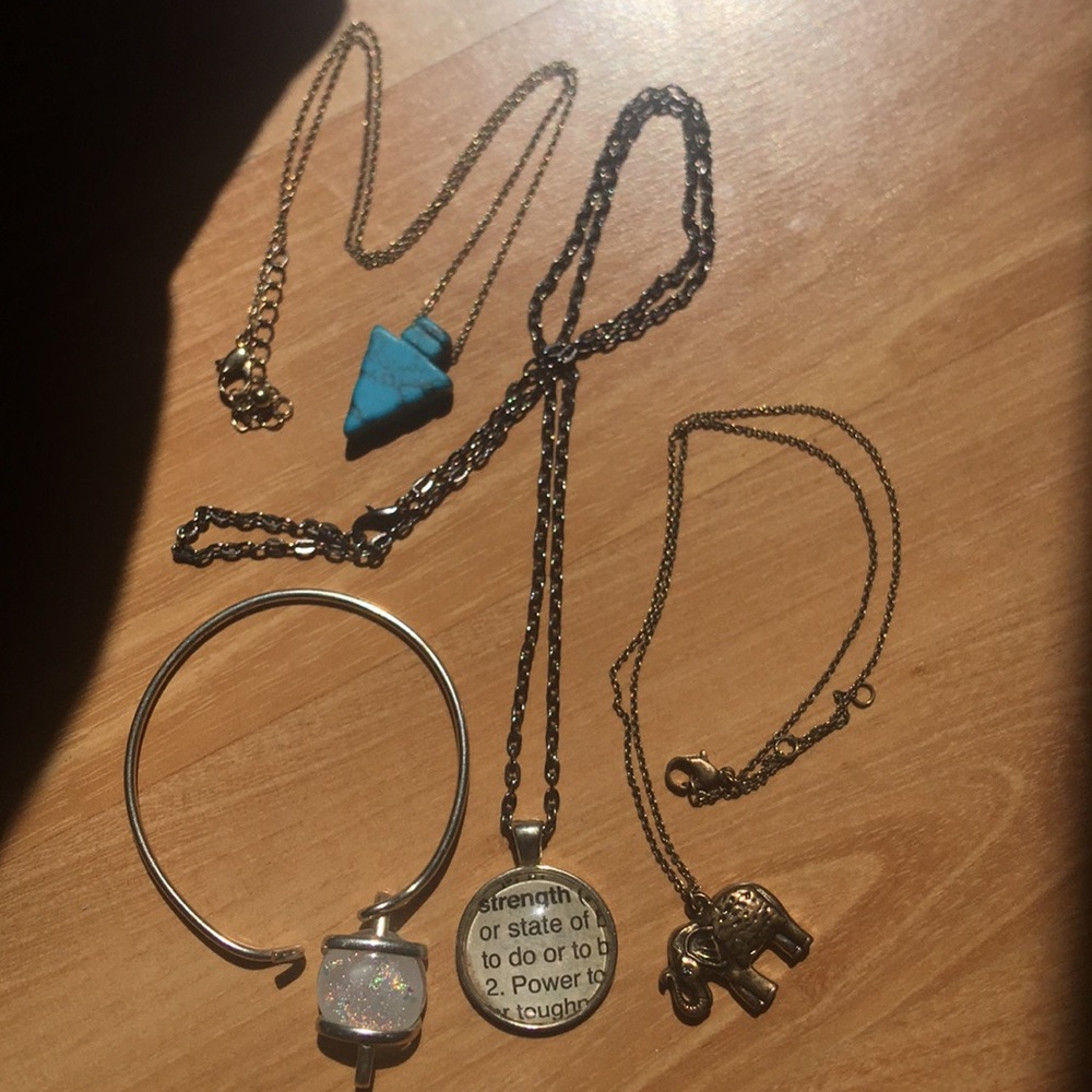 3 necklaces and 1 bracelet